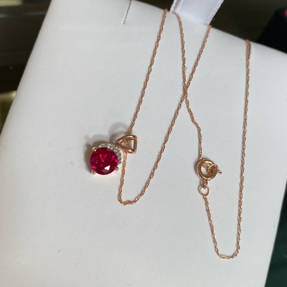 10k Rose gold 🌹 Red Ruby necklace - Picture 10 of 13